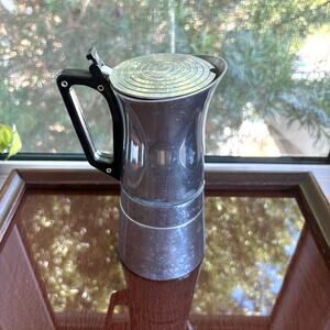 Vintage 1960s Aluminum Stovetop Espresso Coffee Maker, Moka Pot